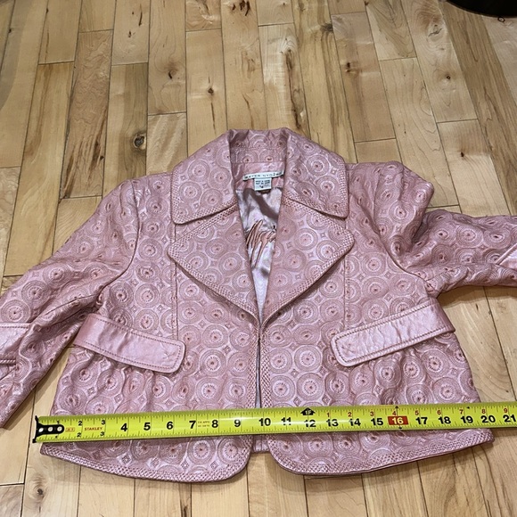 Peter Nygard Pink Leather Embroidered Jacket - Picture 9 of 9